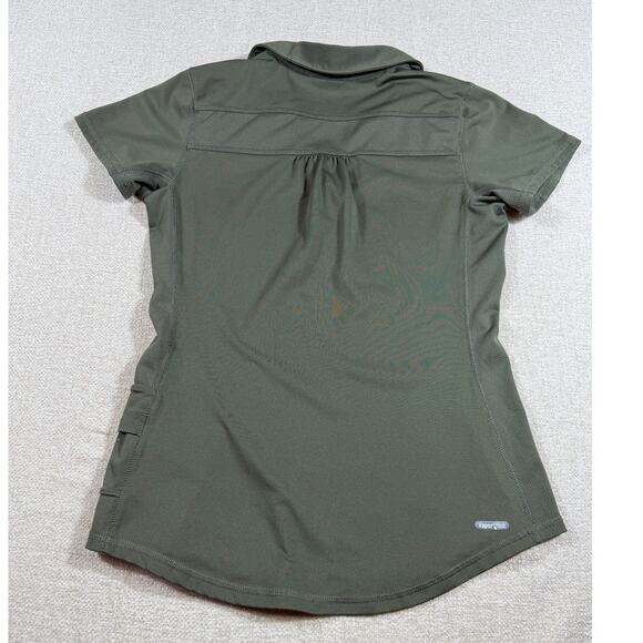 North Face Women’s M Green V-Neck Short Sleeve Vaporwick Athletic Workout Top - Picture 2 of 8